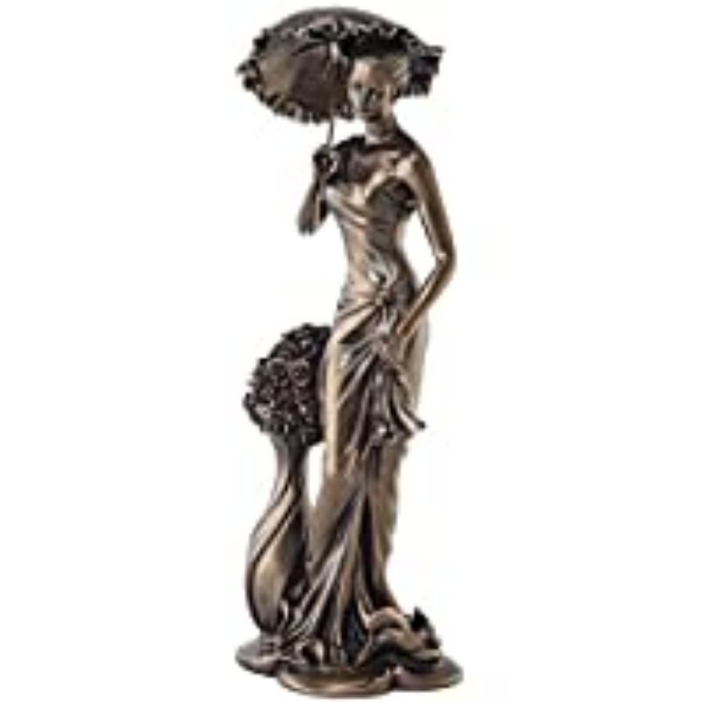 HP STATUE OF LADY WITH PARAS0L & TALL VASE WITH ROSES - Picture 16 of 16